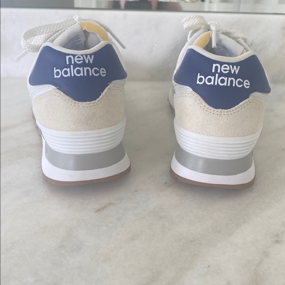 New Balance Women’s Cream and Light Blue Sneakers - Picture 5 of 5
